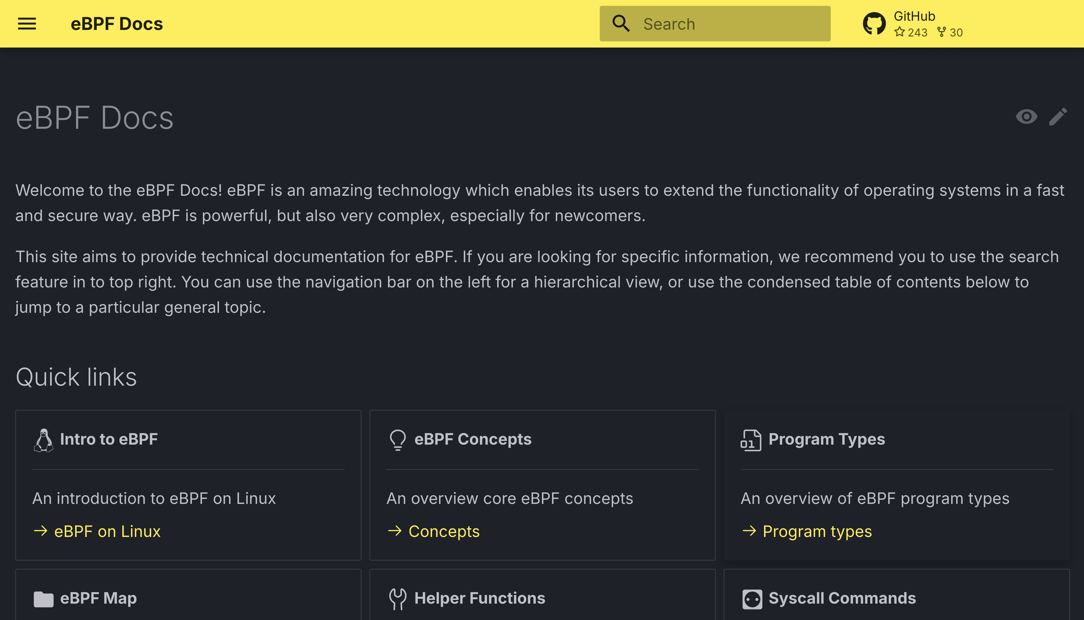 eBPF docs landing page
